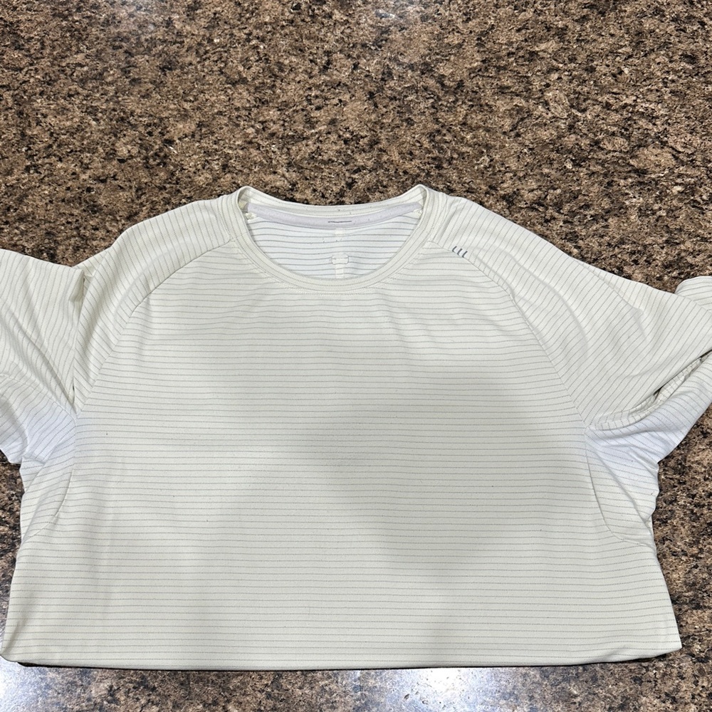 lululemon athletica White Striped Short Sleeve Tee
